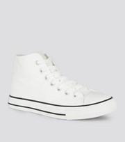 New Look White Canvas High Top Trainers